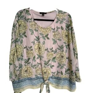 Melissa Paige sheer floral overlay tie front light weight Boho romantic Size XL